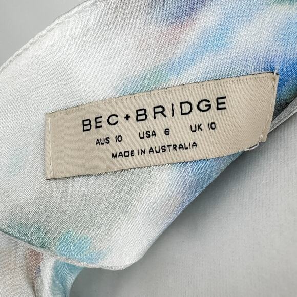 Bec & Bridge Dress Maxi Blue Sz 6 Moondance Strapless Moon Dance White Green - Picture 4 of 10